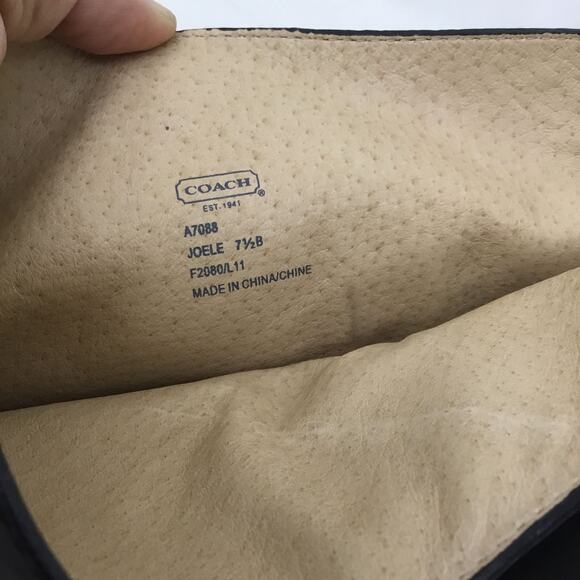 COACH Boots Women's Black Leather Joele Buckle Riding Shoes Tall Sz 7.5 - Picture 8 of 9